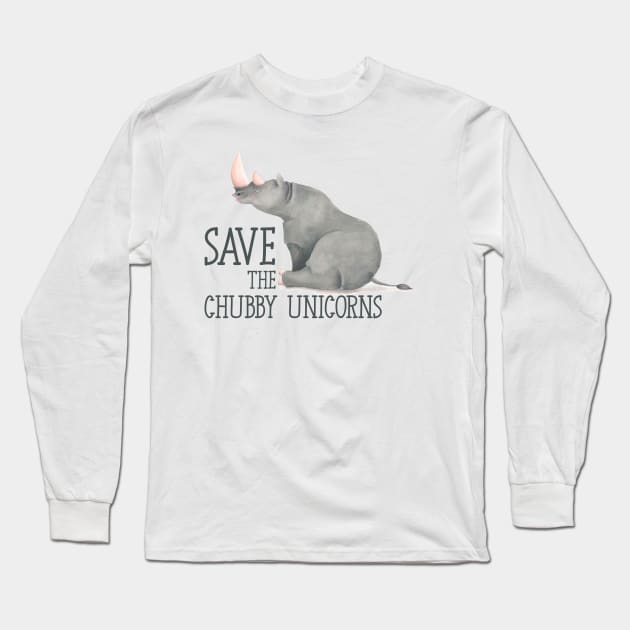 Save the chubby unicorns Long Sleeve T-Shirt by tessacreativeart